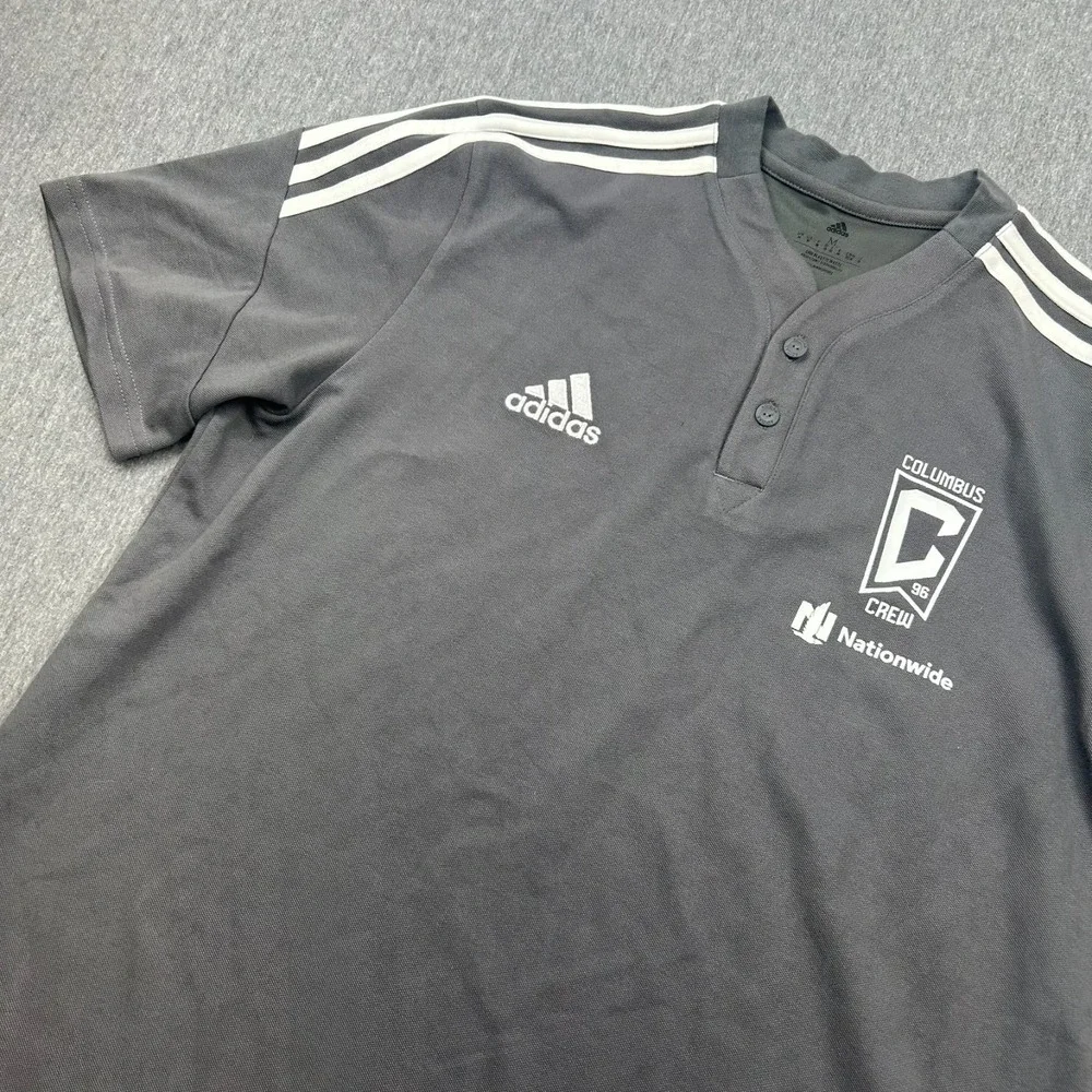 Adidas Aeroready Columbus Crew‎ Soccer Short Sleeve Polo Shirt Mens Medium Gray